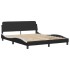 Cama con colchón cuero sintético negro y blanco 160x200