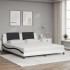 Cama con colchón cuero sintético blanco y negro 180x200