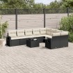 Set de sofás de jardín 10 pzas cojines ratán sintético negro