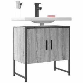 Armario lavabo baño madera ingeniería gris Sonoma 60x33x60