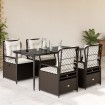 Set comedor de jardín 5 piezas y cojines ratán sintético marrón
