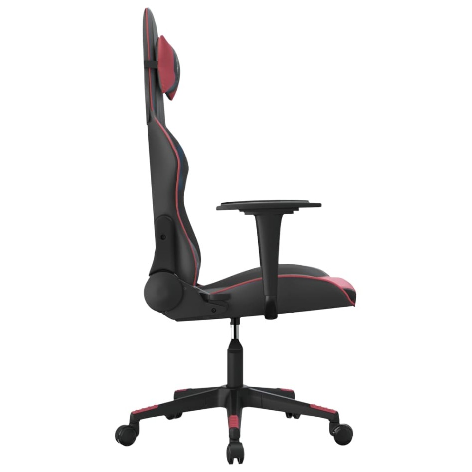 Silla gaming cuero sintético negro y rojo vino