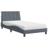 Cama con colchón terciopelo gris oscuro 100x200