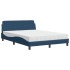 Cama con colchón tela azul 140x200