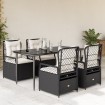 Set de muebles jardín 5 pzas con cojines ratán sintético negro