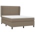 Cama box spring con colchón tela gris taupe 140x190