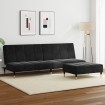 Sofá cama de 2 plazas con taburete terciopelo negro