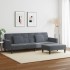 Sofá cama de 2 plazas con taburete terciopelo gris