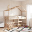 Cama alta con escalera y techo madera maciza de pino 90x190 cm