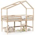 Cama alta con escalera y techo madera maciza de pino 90x190