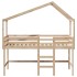 Cama alta con escalera y techo madera maciza de pino 90x190