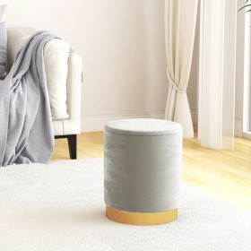 Taburete con almacenaje redondo terciopelo gris