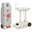 Lavabo para camping con depósito de agua con ruedas gris