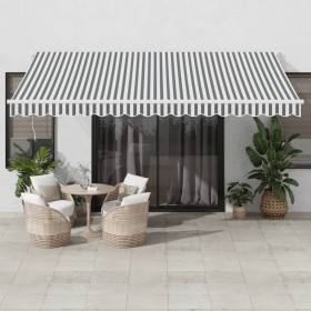 Toldo retráctil aluminio y tela gris antracita y blanco 4,5x3