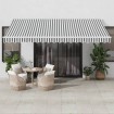 Toldo retráctil aluminio y tela gris antracita y blanco 4,5x3 m