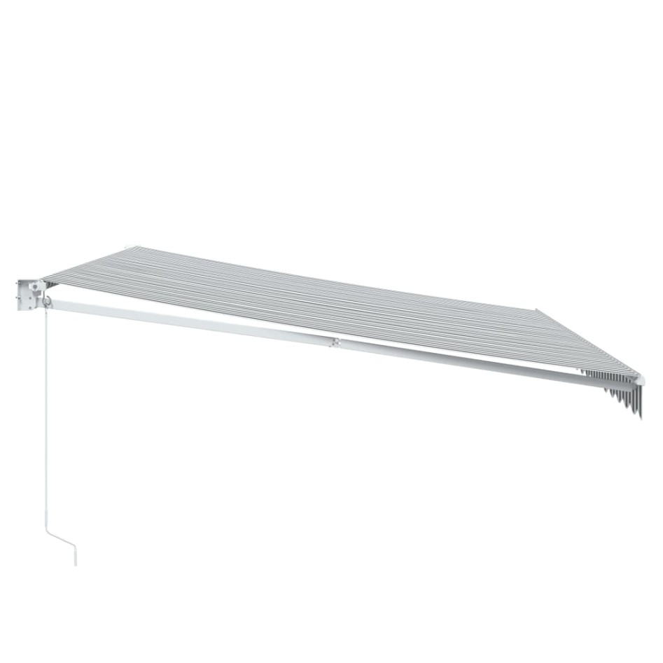 Toldo retráctil aluminio y tela gris antracita y blanco 4,5x3