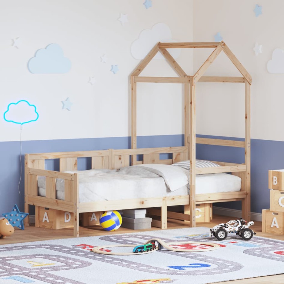 Sofá cama con techo madera maciza de pino 90x200