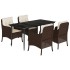 Set comedor de jardín 5 piezas y cojines ratán sintético