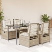 Set comedor de jardín 5 pzas con cojines ratán sintético beige