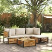 Set de sofás de jardín con cojines 5 pzas madera maciza acacia