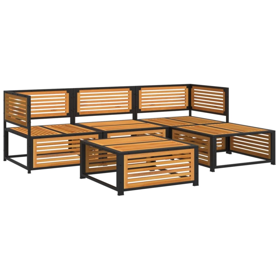Set de sofás de jardín con cojines 5 pzas madera maciza