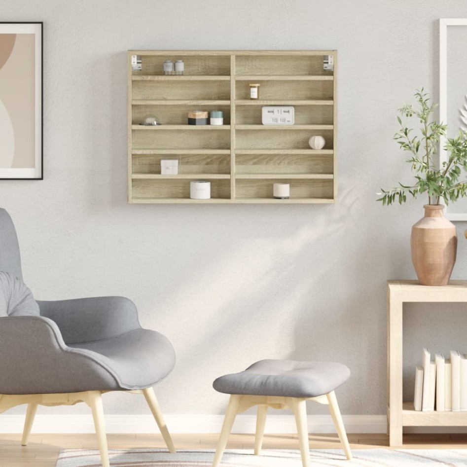 Vitrina de madera de ingeniería roble Sonoma 80x8,5x58