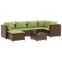 Set muebles de jardín 7 piezas y cojines ratán sintético
