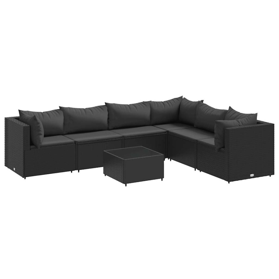 Set de muebles de jardín y cojines 7 pzas ratán sintético