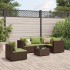 Set muebles de jardín 6 piezas y cojines ratán sintético