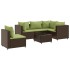 Set muebles de jardín 6 piezas y cojines ratán sintético