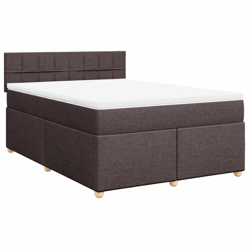 Cama box spring con colchón tela marrón oscuro 140x190