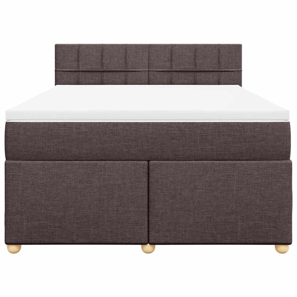 Cama box spring con colchón tela marrón oscuro 140x190