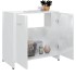 Armario de baño madera contrachapada blanco brillo 60x33x61