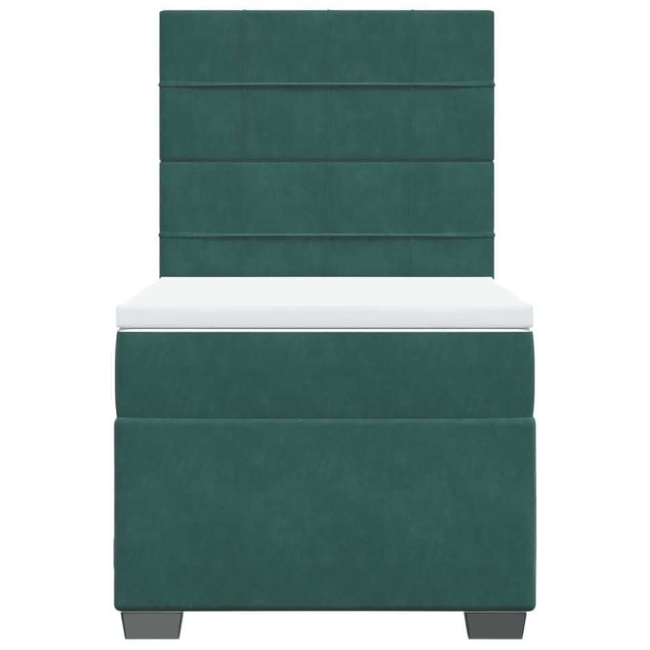 Cama box spring con colchón terciopelo verde oscuro 90x200
