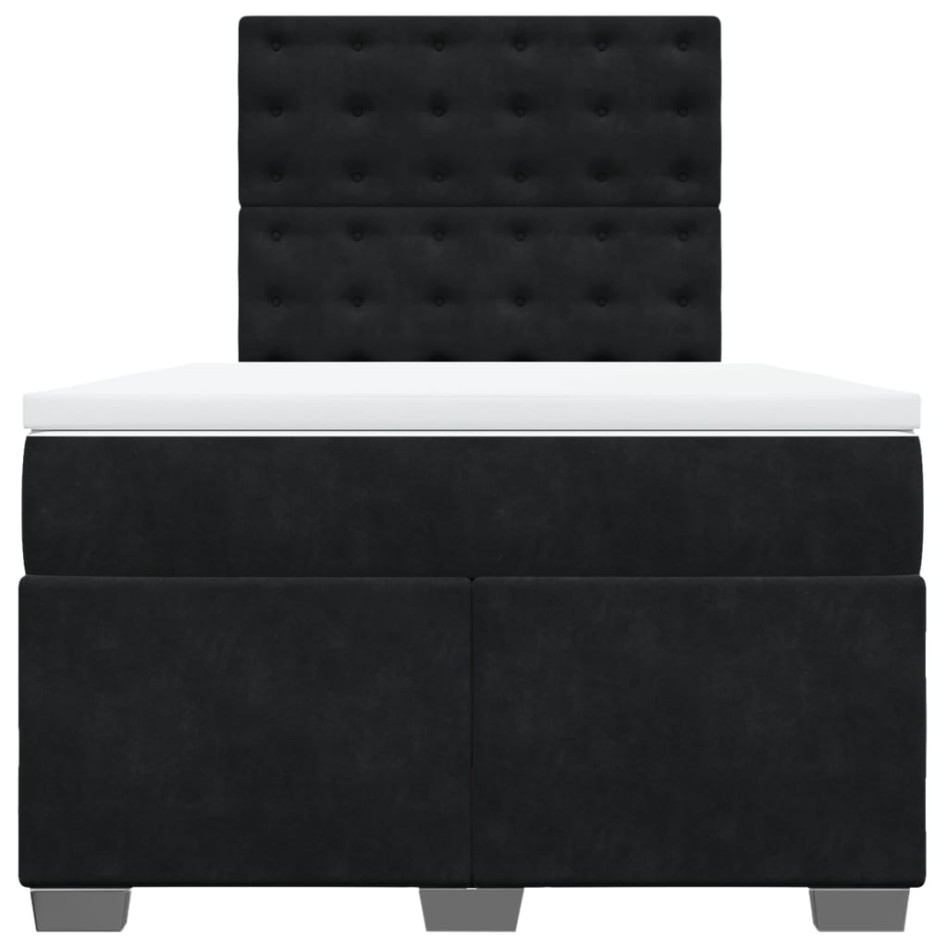Cama box spring con colchón terciopelo negro 120x190