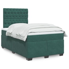 Cama box spring con colchón terciopelo verde oscuro 120x200