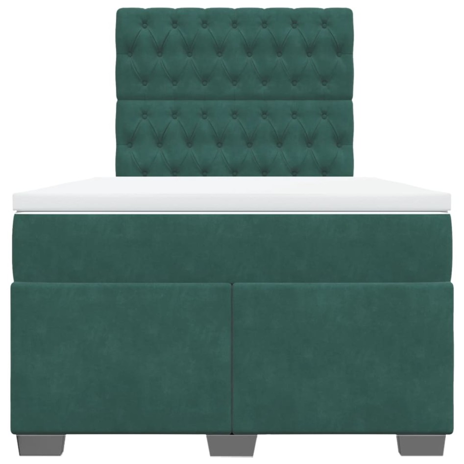 Cama box spring con colchón terciopelo verde oscuro 120x200