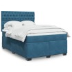 Cama box spring con colchón terciopelo azul 140x190 cm