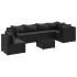 Set de muebles de jardín y cojines 7 pzas ratán sintético