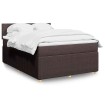 Cama box spring con colchón tela marrón oscuro 160x200 cm