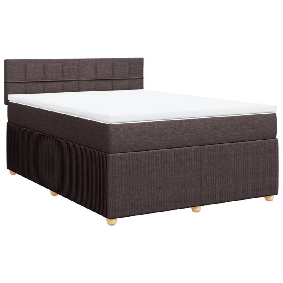 Cama box spring con colchón tela marrón oscuro 160x200