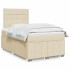 Cama box spring con colchón tela color crema 120x200