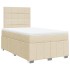 Cama box spring con colchón tela color crema 120x200