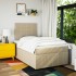 Cama box spring con colchón tela color crema 120x200