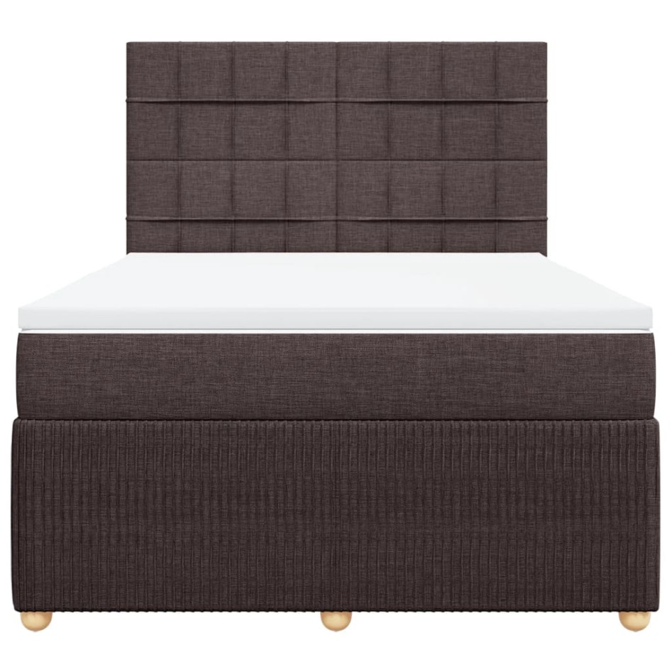 Cama box spring con colchón tela marrón oscuro 140x190