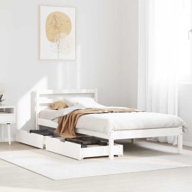 Estructura de cama sin colchón madera maciza blanca 75x190