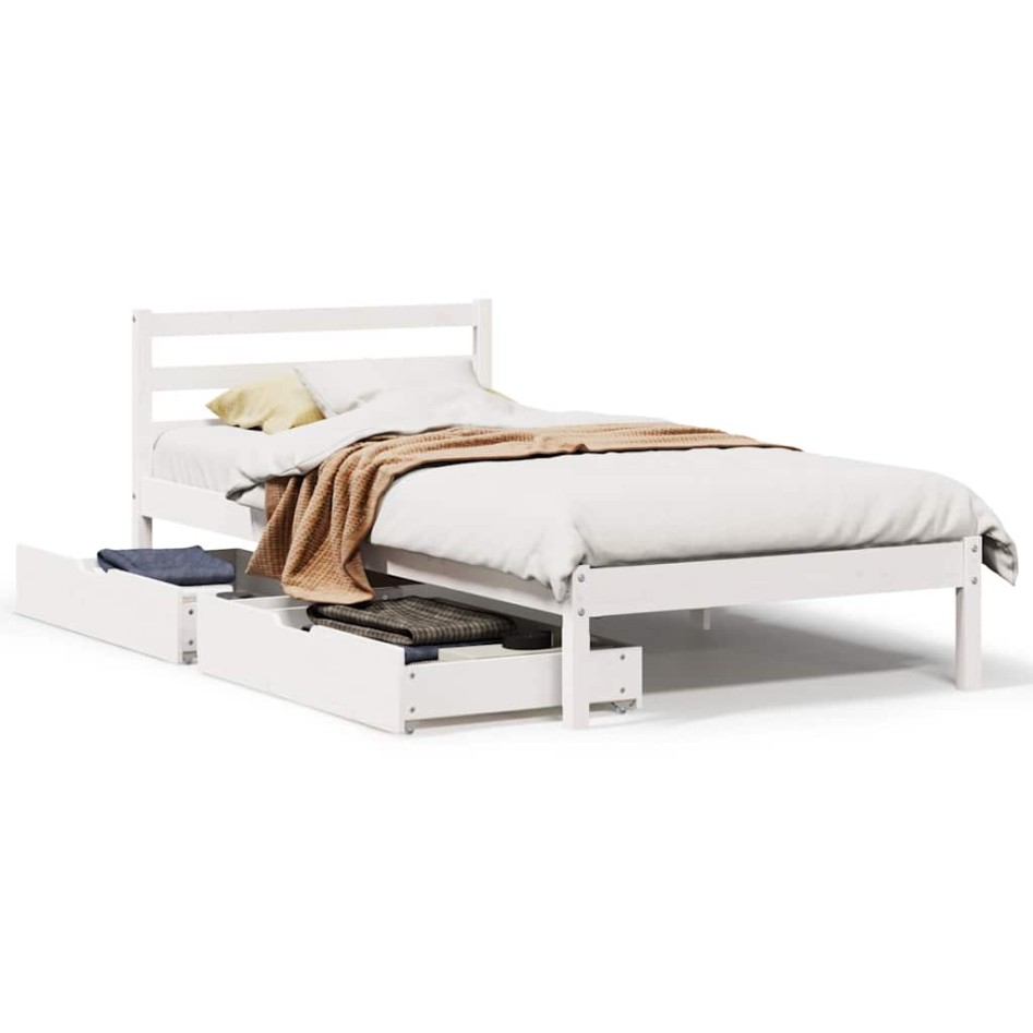 Estructura de cama sin colchón madera maciza blanca 75x190