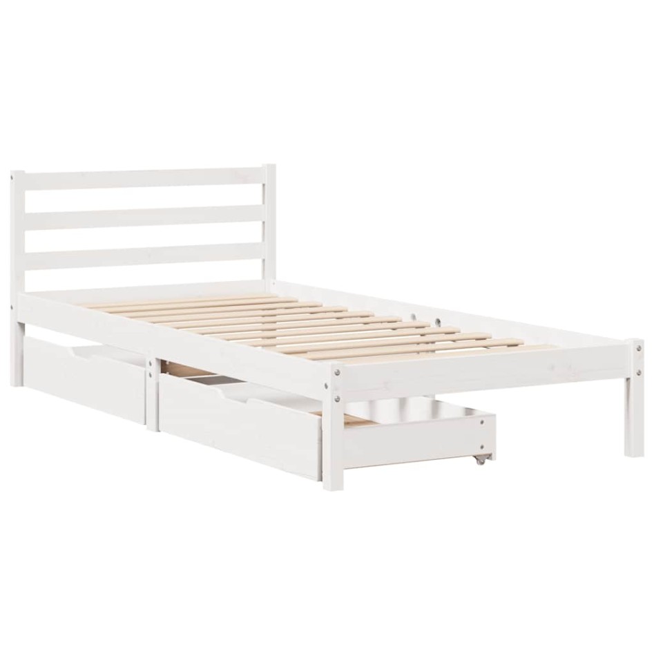 Estructura de cama sin colchón madera maciza blanca 75x190