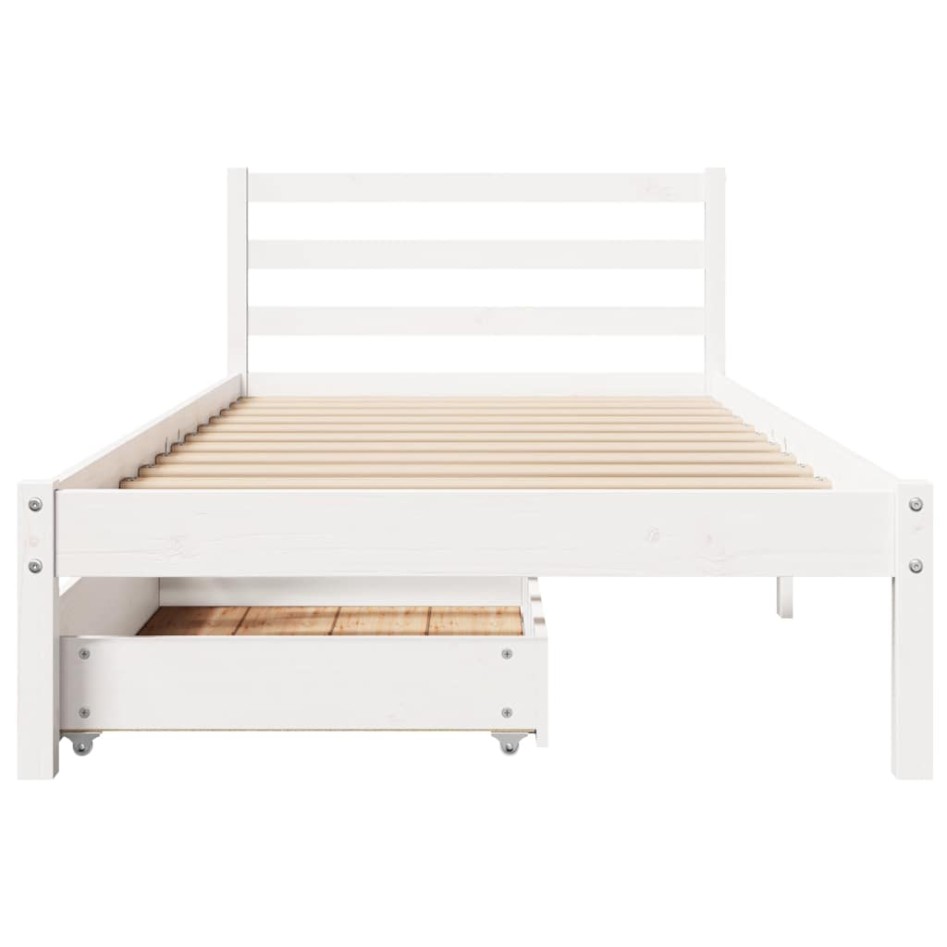 Estructura de cama sin colchón madera maciza blanca 75x190