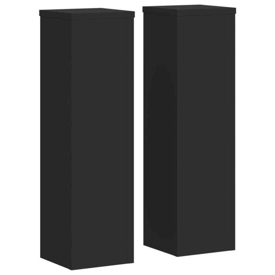 Soporte de plantas 2 uds madera ingeniería negro 17x17x60